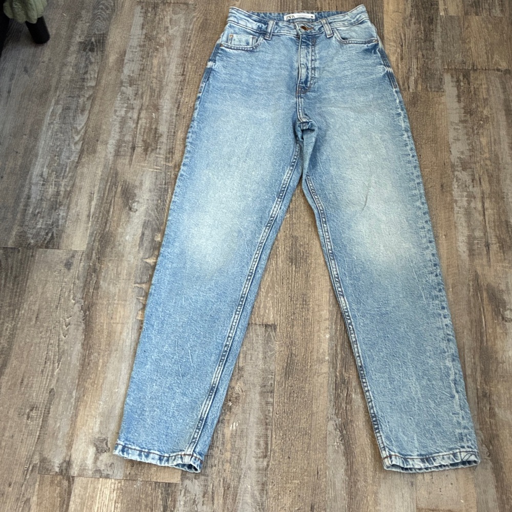 Zara Light Blue Denim Super High Rise Jeans Grunge Sz 24
